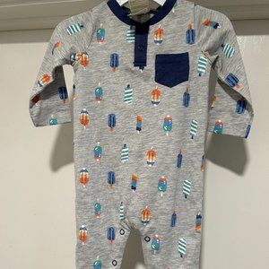 First Impressions unisex overalls slate heather 3-6 months